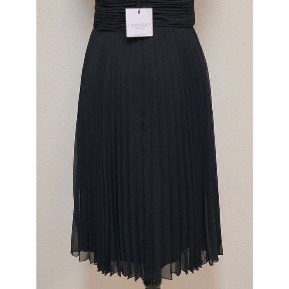 🖤 LAUNDRY BY SHELLI SEGAL Black Chiffon Sleeveless Pleated Dress SIZE 4 NWT - Picture 8 of 13